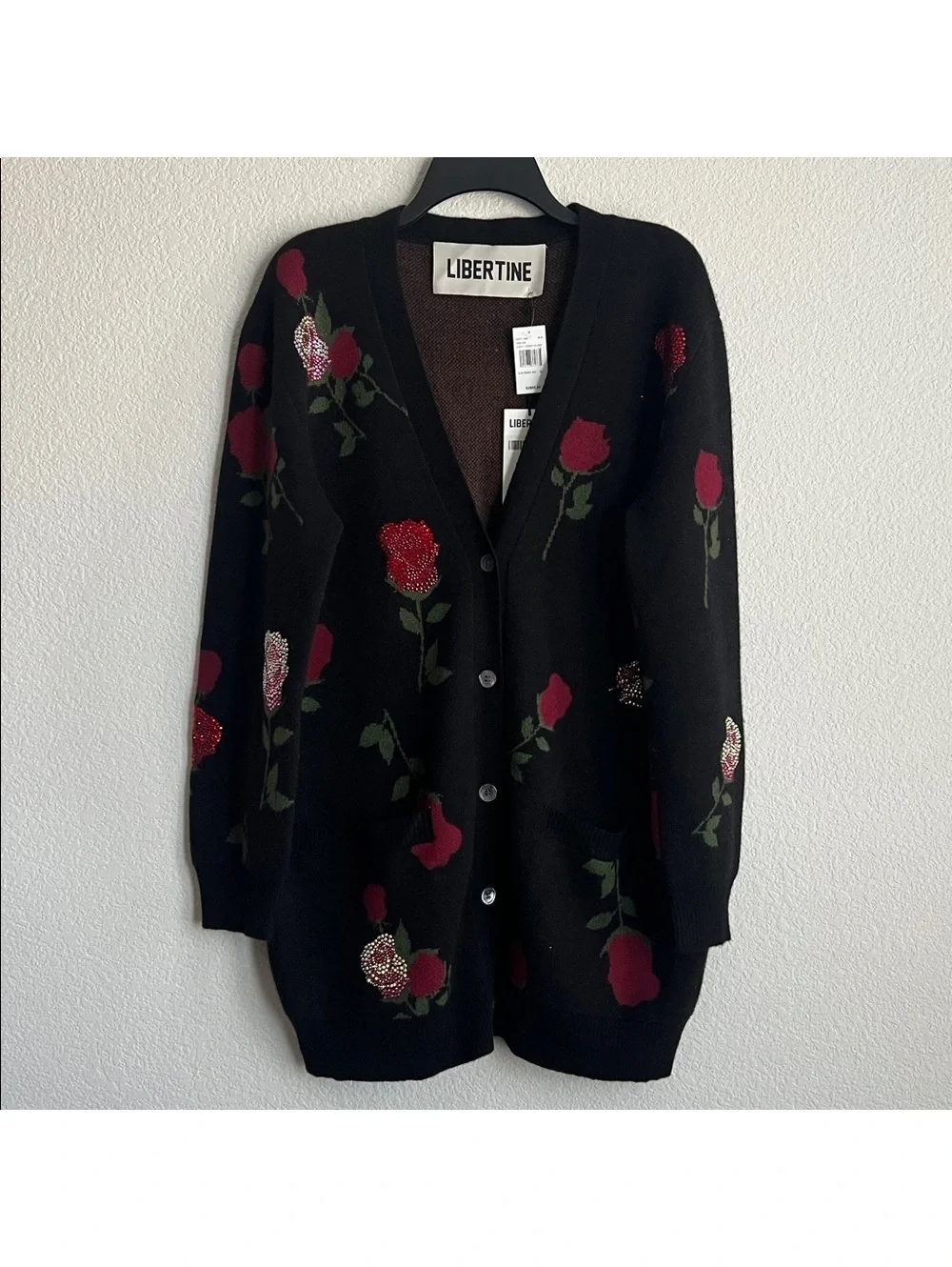 Libertine ‘BRAVA!’ Oversized Cardigan in Black Floral Women's Size XL, NEW w/Tag